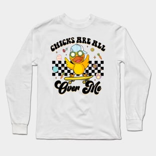 Skater Chicks Are All Over Me Skateboard Cute Easter Long Sleeve T-Shirt